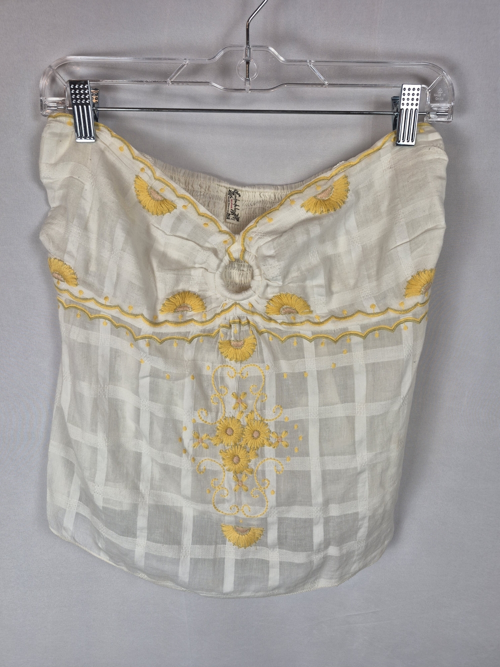 Free People Embroidered Strapless Boho Camisole with Flower Accents Size M